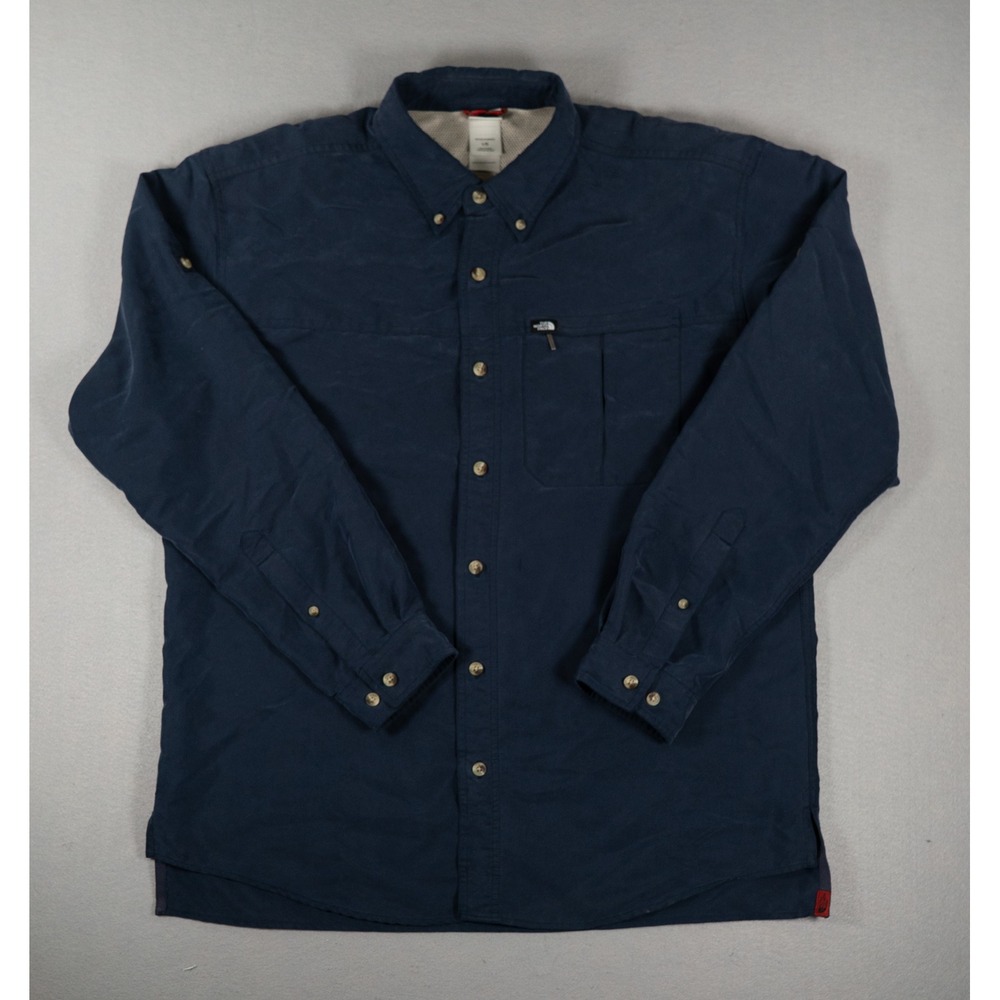 The North Face Mens LS Button Down Utility Shirt Navy Blue Large Gorpcore